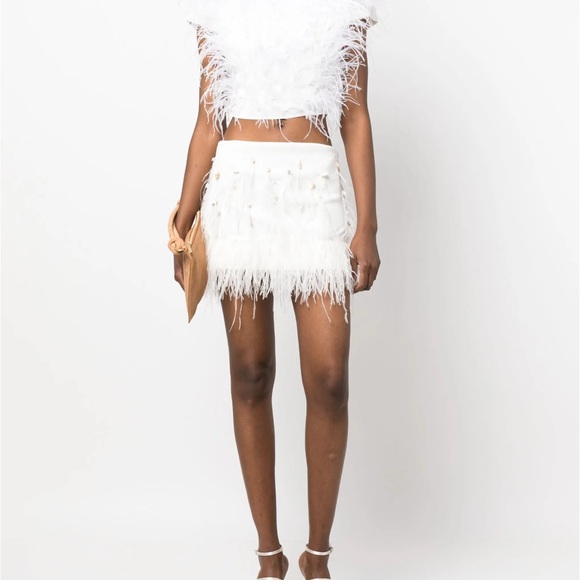 Cult Gaia White Feathered off should crop top - Picture 7 of 7
